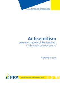 Antisemitism - Summary overview of the situation in the European Union[removed]