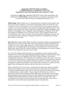 Guggenheim UBS MAP Global Art Initiative “Continuous Horizons: Contemporary Art for Asia” Symposium at Asia Society Hong Kong Center, January 11, 2014 Presentation by June Yap, Guggenheim UBS MAP Curator, South and S