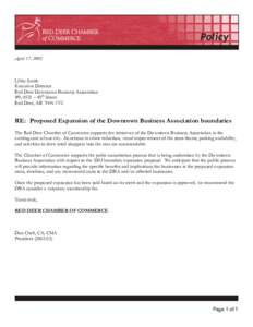 April 17, 2003  Libby Smith Executive Director Red Deer Downtown Business Association #9, 4921 – 49th Street