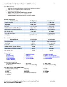 Social Media Statistics Dashboard: November FY 2012 Summary  1