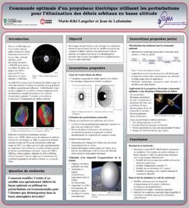 Commande optimale d’un propulseur électrique utilisant les perturbations pour l’élimination des débris orbitaux en basse altitude Marie-Kiki Langelier et Jean de Lafontaine Faculté de génie Département de géni