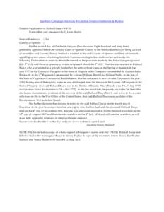 Southern Campaign American Revolution Pension Statements & Rosters Pension Application of Richard Basye W8755 Transcribed and annotated by C. Leon Harris State of Kentucky } Sct. County of Spencer }