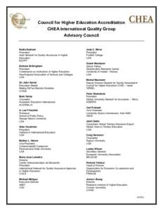 CHEA International Quality Group Advisory Council (October 2012)