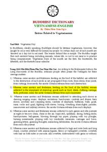 BUDDHIST DICTIONARY VIETNAMESE-ENGLISH By Thiên Phúc Trân Ngọc Entries Related to Vegetarianism