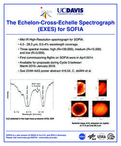 The Echelon-Cross-Echelle Spectrograph (EXES) for SOFIA • Mid-IR High-Resolution spectrograph for SOFIA. • [removed] μm, 0.5-4% wavelength coverage. • Three spectral modes: high (R=100,000), medium (R=15,000) an