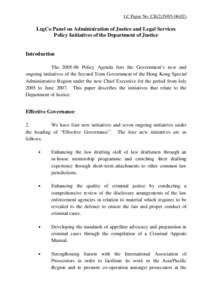 LC Paper No. CB[removed]LegCo Panel on Administration of Justice and Legal Services Policy Initiatives of the Department of Justice  Introduction