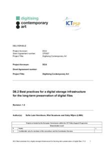 DELIVERABLE Project Acronym: Grant Agreement number: Project Title:  DCA