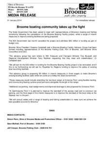 Microsoft Word - MEDIA RELEASE - Broome boating community takes up the fight