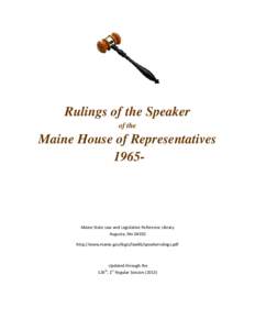 Rulings of the Speaker of the Maine House of Representatives 1965-