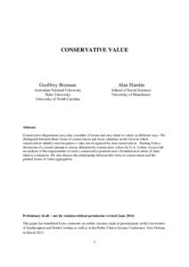 CONSERVATIVE VALUE  Geoffrey Brennan Alan Hamlin