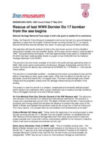 National Heritage Memorial Fund / Boulton Paul Defiant / Dornier Do 11 / Home front during World War II / World War II / Aviation / Dornier Flugzeugwerke / Battle of Britain / Dornier Do 17 / Department for Culture /  Media and Sport