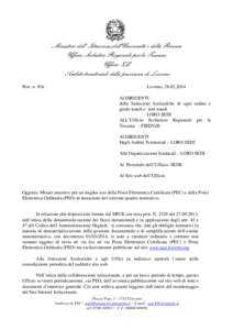 Ministero dell’ Istruzione,dell’Università e della Ricerca Ufficio Scolastico Regionale per la Toscana Ufficio XII Ambito territoriale della provincia di Livorno Prot. n. 916