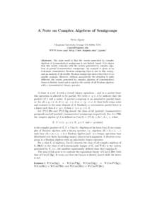 A Note on Complex Algebras of Semigroups Peter Jipsen Chapman University, Orange CA 92866, USA  WWW home page: http://www.chapman.edu/~jipsen/