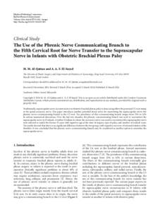The Use of the Phrenic Nerve Communicating Branch to the Fifth Cervical Root for Nerve Transfer to the Suprascapular Nerve in Infants with Obstetric Brachial Plexus Palsy