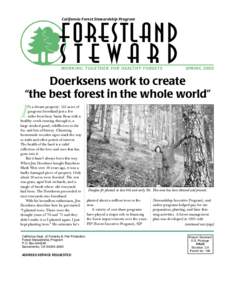 California Forest Stewardship Program  Forestland Steward WOR K I N G TO G ETH E R FO R HEALTHY FOR EST S