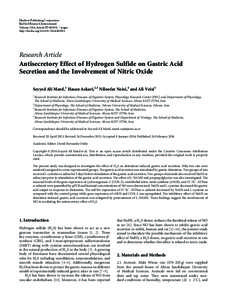Antisecretory Effect of Hydrogen Sulfide on Gastric Acid Secretion and the Involvement of Nitric Oxide