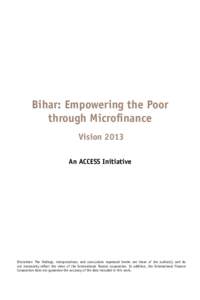 Poverty / Economic development / Economy of Maharashtra / Economy of Mumbai / National Bank for Agriculture and Rural Development / Socioeconomics / Self-help group / Bihar / Microcredit / Development / Microfinance / Economy of India