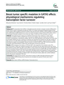 Estrogen receptor / Carcinogenesis / Cell culture / P53 / Point mutation / Breast cancer / Mutation / Tumor suppressor gene / MCF-7 / Biology / Transcription factors / GATA3