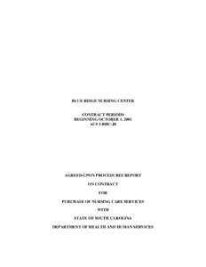 BLUE RIDGE NURSING CENTER  CONTRACT PERIODS BEGINNING OCTOBER 1, 2001 AC# 3-BHC-J0