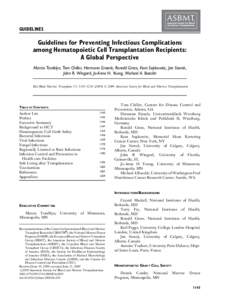 Guidelines for Preventing Infectious Complications among Hematopoietic Cell Transplantation Recipients