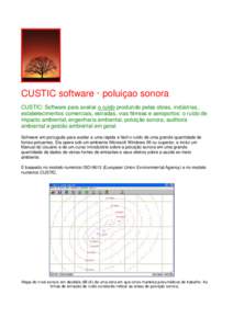 CUSTIC software · poluiçao sonora CUSTIC: Software para avaliar o ruído produzido pelas obras, indústrias, estabelecimentos comerciais, estradas, vias férreas e aeroportos: o ruído de