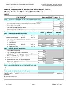 CALIFORNIA DEPARTMENT OF SOCIAL SERVICES DATA SYSTEMS AND SURVEY DESIGN BUREAU STATE OF CALIFORNIA - HEALTH AND HUMAN SERVICES AGENCY  General Relief and Interim Assistance to Applicants for SSI/SSP