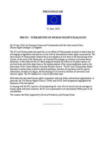 EUROPEAN UNION EUROPEAN INSTRUMENT FOR DEMOCRACY AND HUMAN RIGHTS (EIDHR) PROGRAMME FOR CENTRAL ASIA