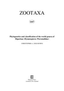 ZOOTAXA 1647 Phylogenetics and classification of the world genera of Diparinae (Hymenoptera: Pteromalidae) CHRISTOPHER A. DESJARDINS
