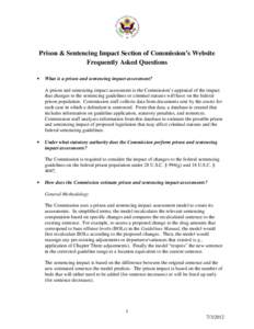 Frequently Asked Questions on Prison & Sentencing Impact Section of Commission’s Website (July 3, 2012)