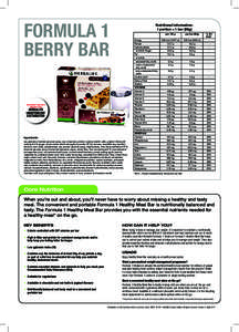 FORMULA 1 	 BERRY BAR Nutritional information: 1 portion = 1 bar (56g) per 100 g