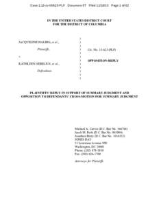 Case 1:13-cv[removed]PLF Document 57 Filed[removed]Page 1 of 62  IN THE UNITED STATES DISTRICT COURT FOR THE DISTRICT OF COLUMBIA  JACQUELINE HALBIG, et al.,