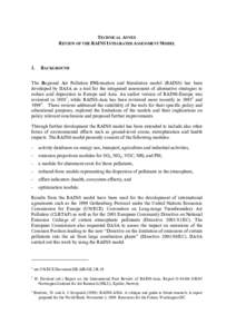 TECHNICAL ANNEX REVIEW OF THE RAINS INTEGRATED ASSESSMENT MODEL 1.  BACKGROUND