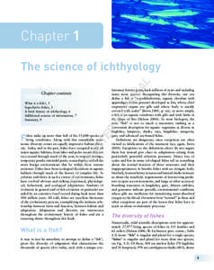 Chapter 1  AL The science of ichthyology lutionary history going back millions of years and including