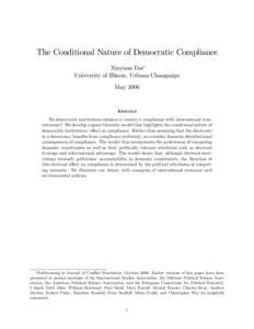 The Conditional Nature of Democratic Compliance Xinyuan Dai University of Illinois, Urbana-Champaign MayAbstract