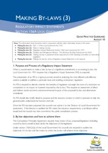 GOOD PRACTICE GUIDELINES  MAKING BY-LAWS (3) REGULATORY IMPACT STATEMENTS SECTION 156A LOCAL GOVERNMENT ACT 1993 GOOD PRACTICE GUIDELINES