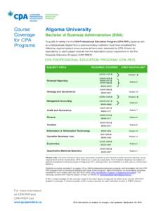 Course Coverage for CPA Programs  Algoma University