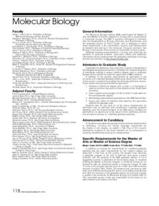 Molecular Biology Faculty Greg L. Harris, Ph.D., Professor of Biology (Molecular Biology Institute Director) Sanford I. Bernstein, Ph.D., Albert W. Johnson Distinguished