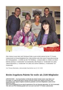    Elke Kulinna (vorne links) und Christiane Dohle (vorne rechts) setzten für den TV Friesen Lüdenscheid am Donnerstagabend ihre Unterschriften unter den neuen Kooperationsvertrag. Die Vertragspartner – es fehlte n