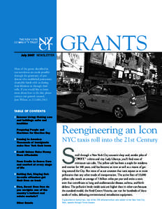 GRANTS July 2007 NEWSLETTER Most of the grants described in our newsletter are made possible through the generosity of past