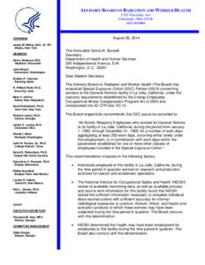 ADVISORY BOARD ON RADIATION AND WORKER HEALTH 1150 Tusculum Ave Cincinnati, Ohio[removed]6825  August 28, 2014