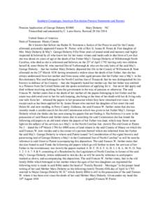 Southern Campaigns American Revolution Pension Statements and Rosters Pension Application of George Doherty R3000 Mary Doherty NC Transcribed and annotated by C. Leon Harris. Revised 28 Oct[removed]United States of America