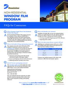 NON-RESIDENTIAL  WINDOW FILM PROGRAM FAQs for Contractors