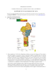 REPUBLIQUE DU BENIN CONSEIL NTIONAL DE L’ALIMENTATION ET DE LA NUTRITION RAPPORT D’AVANCEMENT DU SUN Présenté à l’Assemblée Mondiale des Nations Unies sur le SUN (New York/USA les 20 et 21 septembre[removed]par J