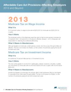 Affordable Care Act Provisions Affecting Employers 2013 and Beyond[removed]Medicare Tax on Wage Income