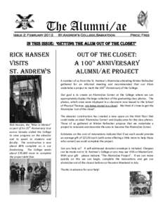 The Alumni/ae Issue 2: February 2012 St.Andrew’s College,Saskatoon  Price: Free