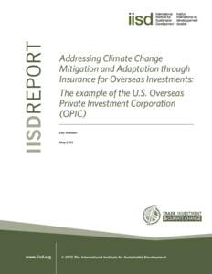 Addressing Climate Change Mitigation and Adaptation through Insurance for Overseas Investments: The example of the U.S. Overseas Private Investment Corporation (OPIC)