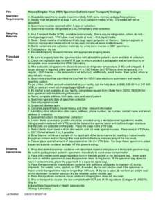 Title  Herpes Simplex Virus (HSV) Specimen Collection and Transport (Virology) Specimen Requirements