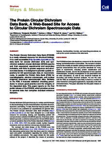 The Protein Circular Dichroism Data Bank, A Web-Based Site for Access to Circular Dichroism Spectroscopic Data