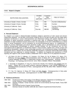 OMB No (Rev), Biographical Sketch Format Page