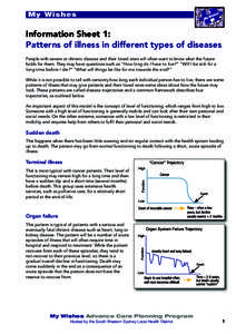 My Wishes  Information Sheet 1: Patterns of illness in different types of diseases People with severe or chronic disease and their loved ones will often want to know what the future holds for them. They may have question